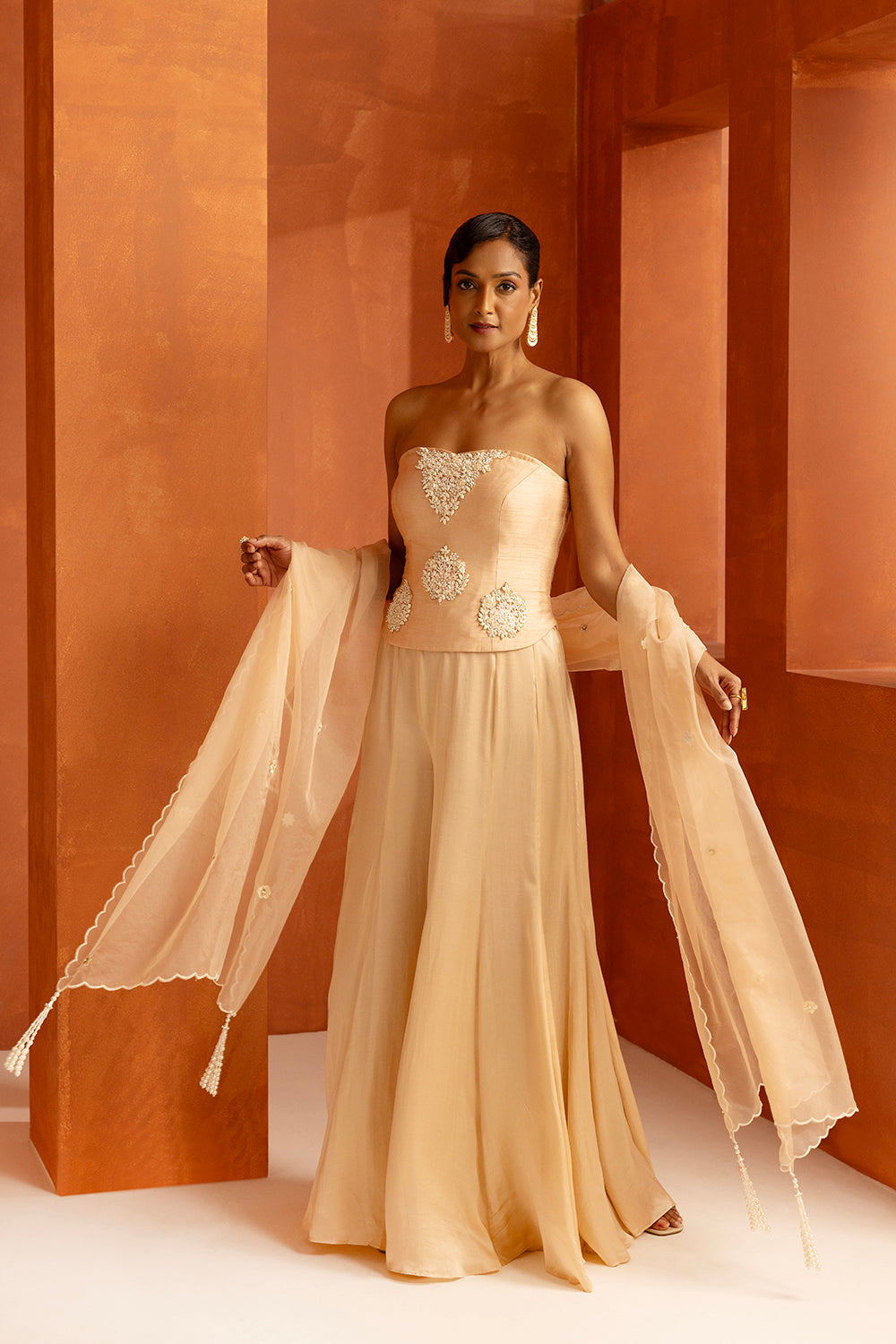 Nude Corset Sharara Set