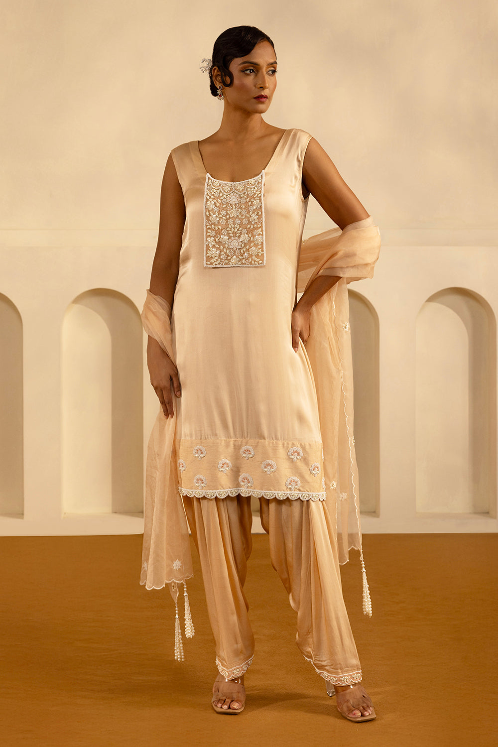 Nude Straight Kurta Set