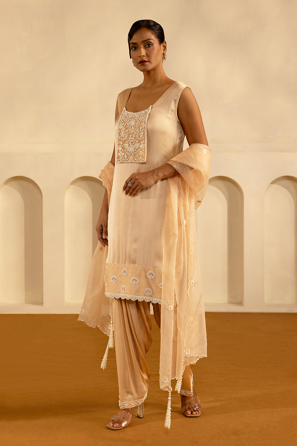 Nude Straight Kurta Set