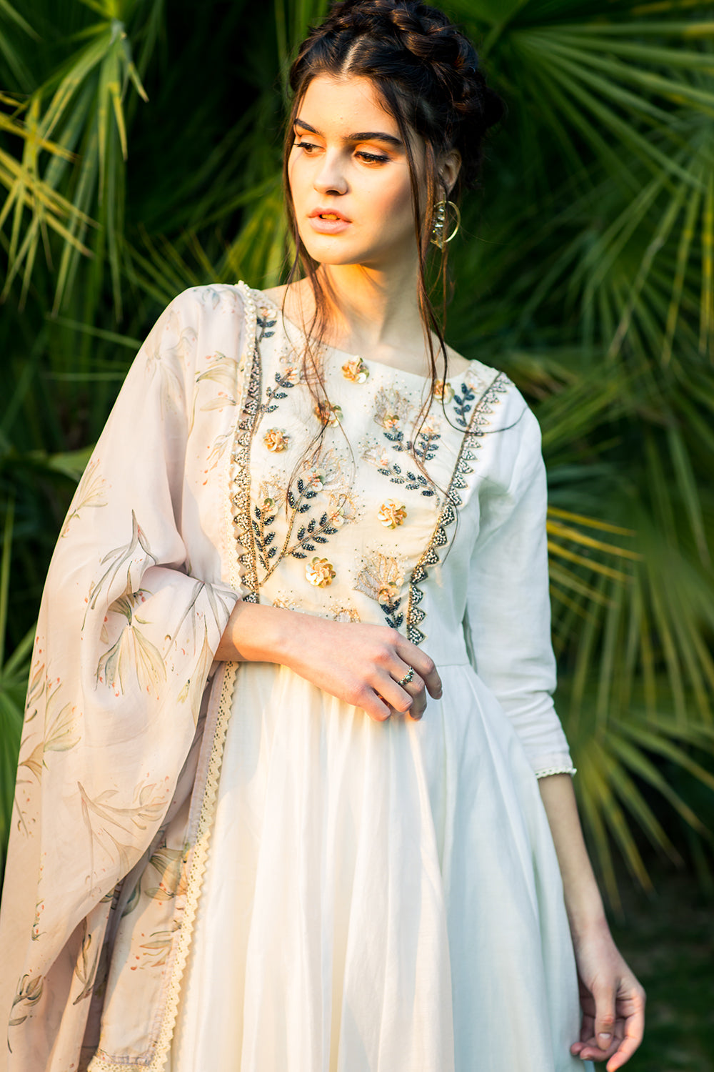 Off-White Anarkali Set