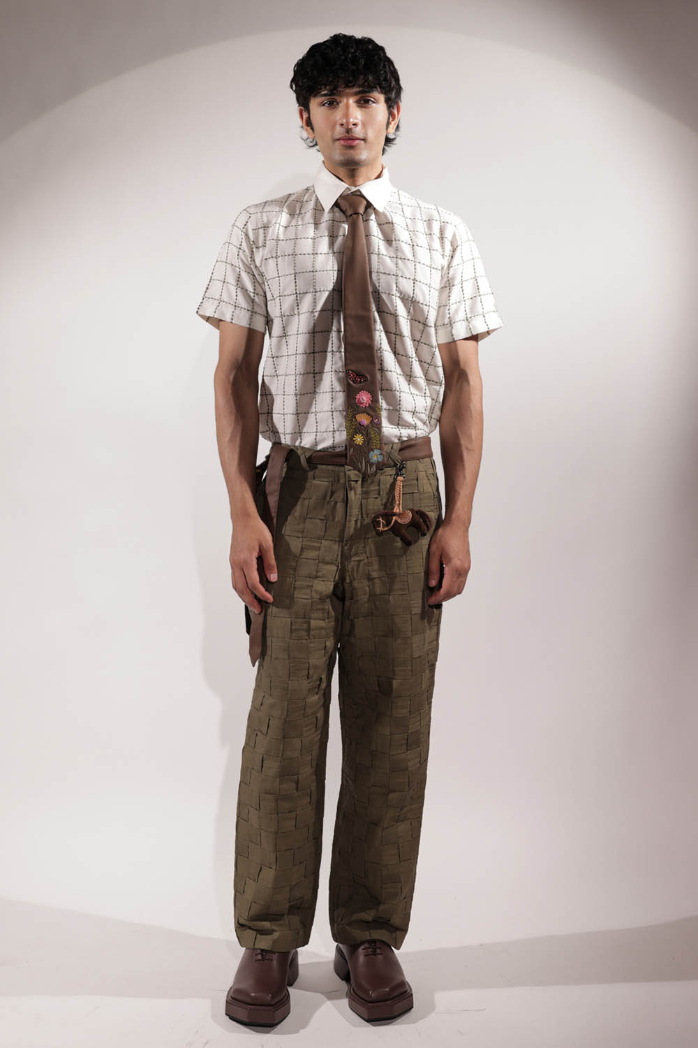 Olive Linen Woven Pants