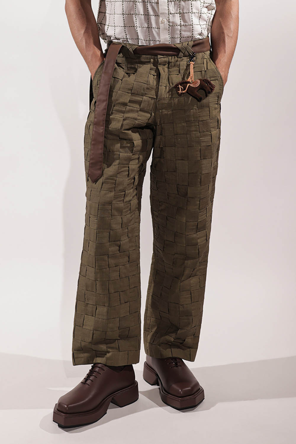 Olive Linen Woven Pants