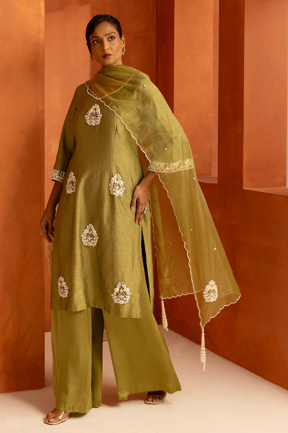 Olive Straight Kurta Set