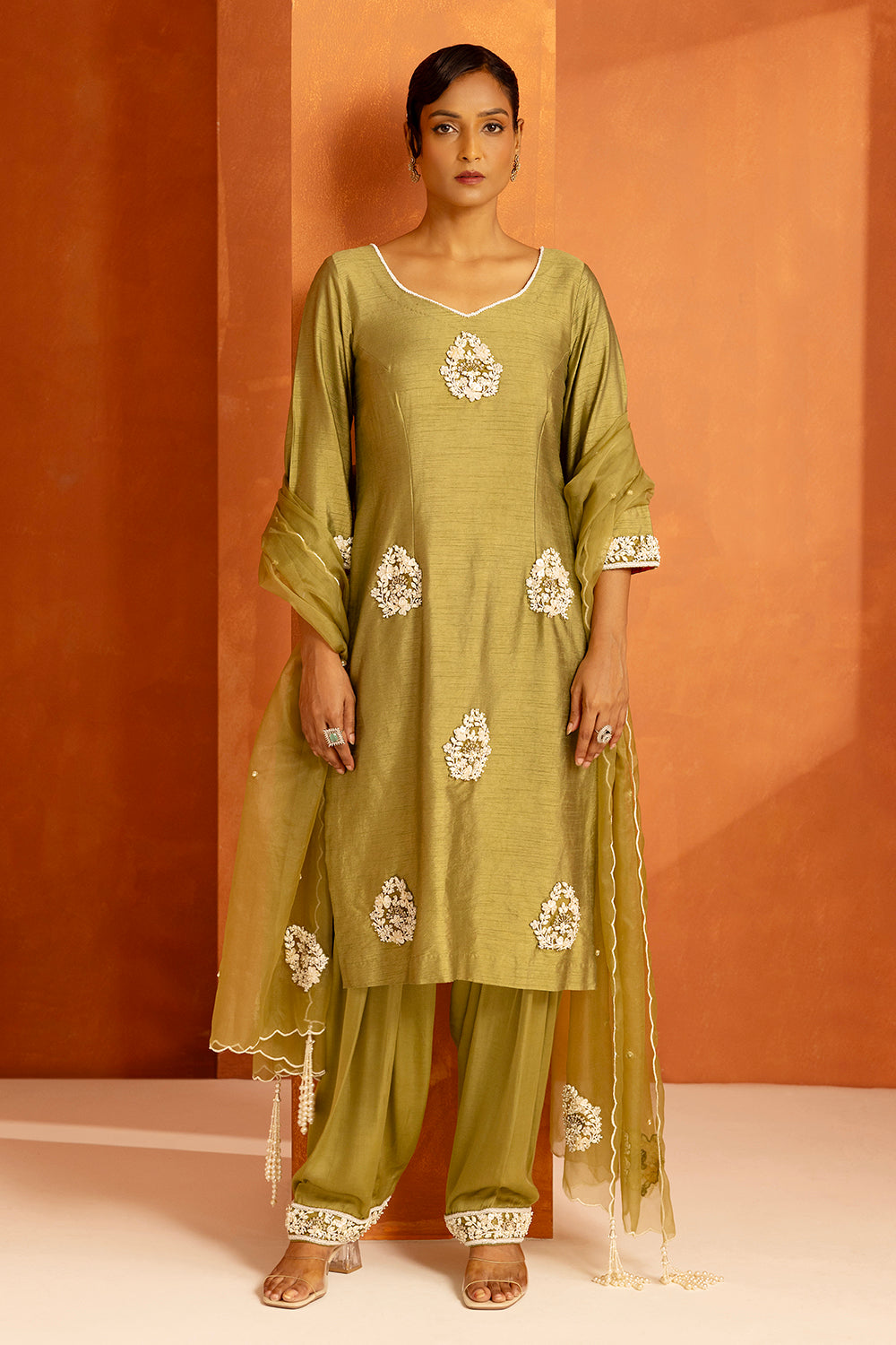 Olive Straight Kurta Set