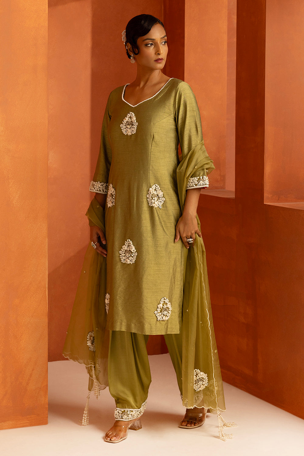 Olive Straight Kurta Set