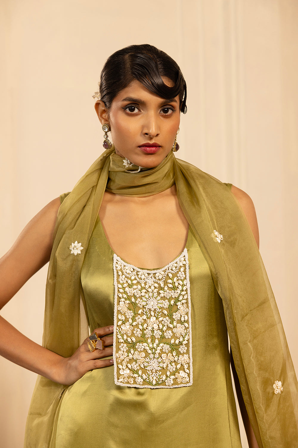 Olive Straight Kurta Set