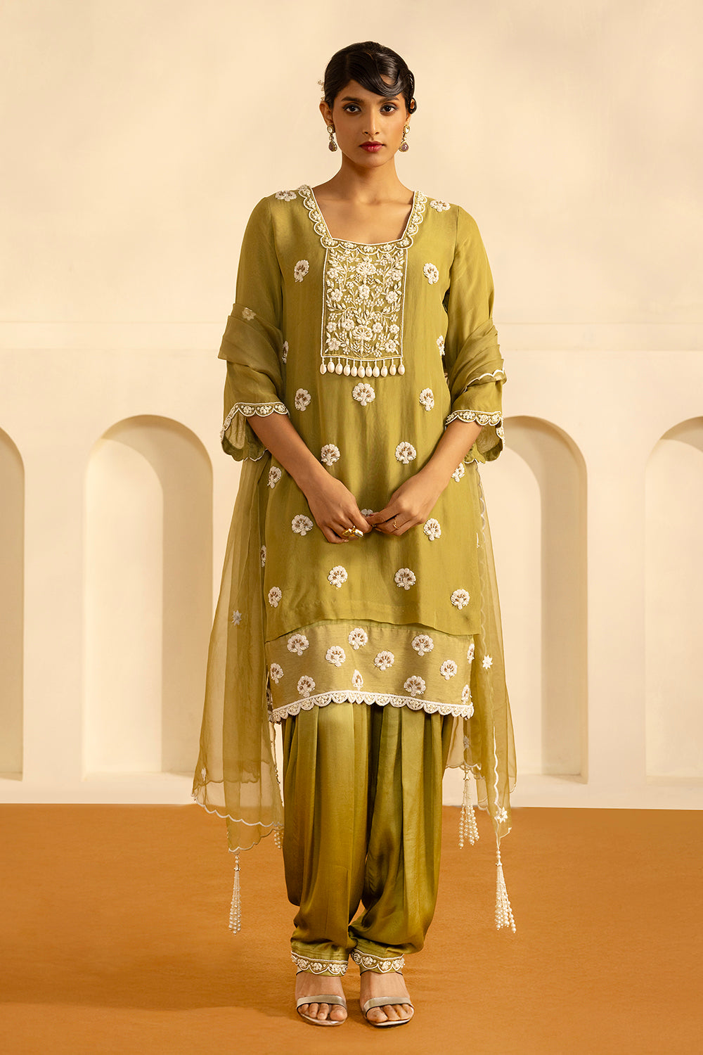 Olive Straight Kurta Set