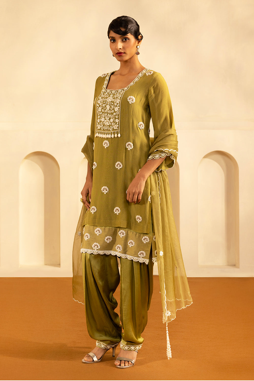 Olive Straight Kurta Set