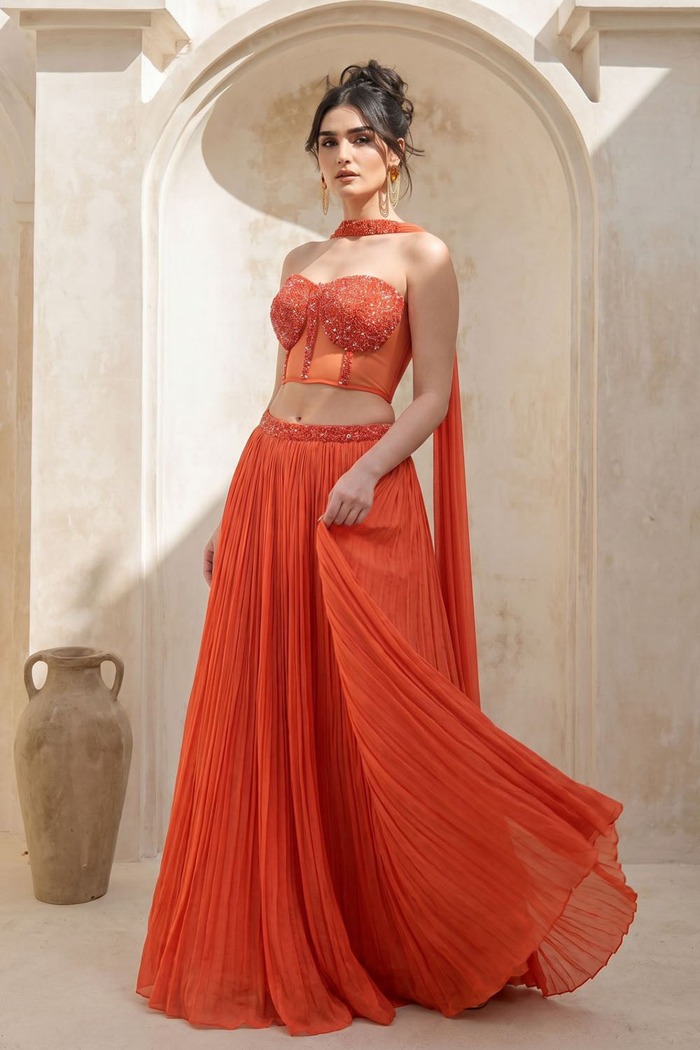 Orange Strapless Corset