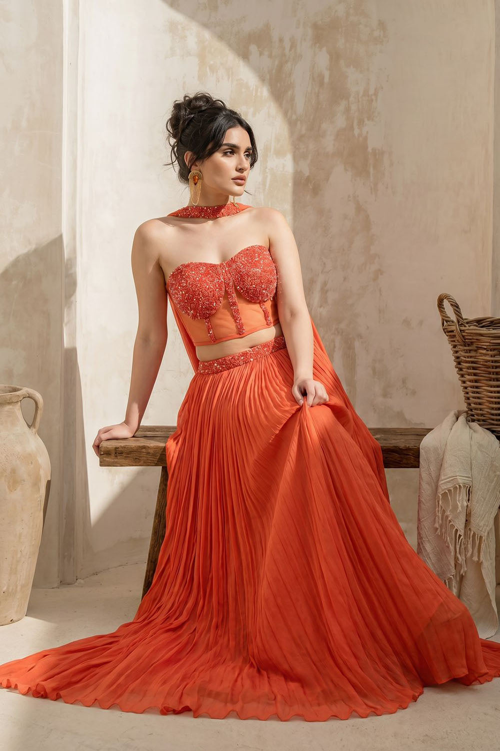 Orange Strapless Corset