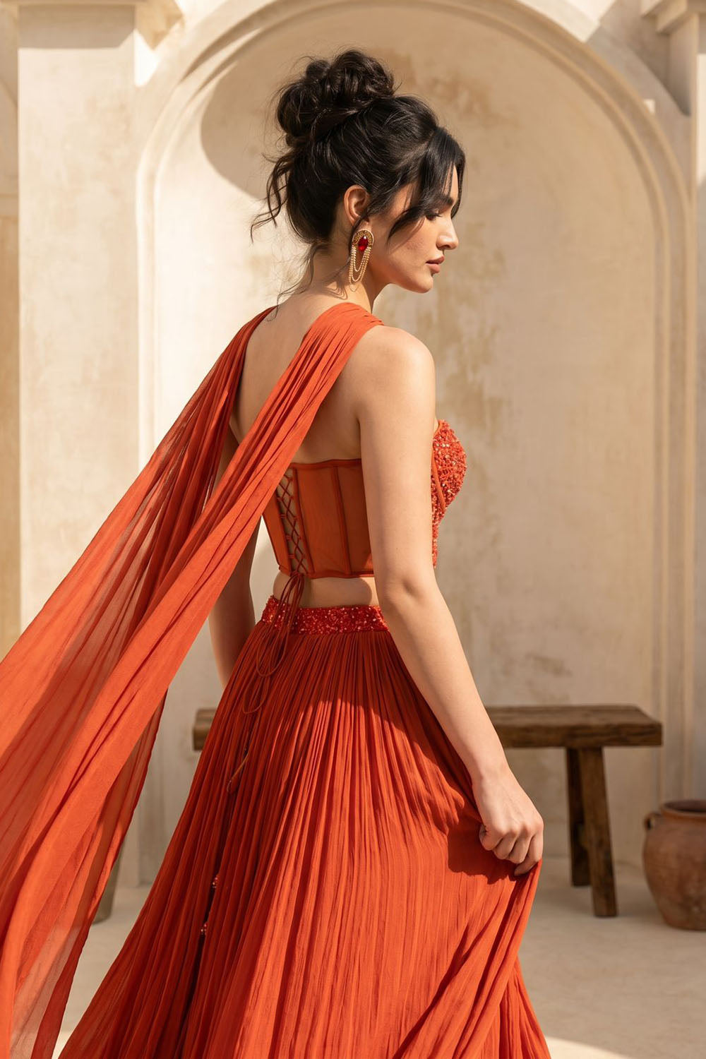 Orange Strapless Corset