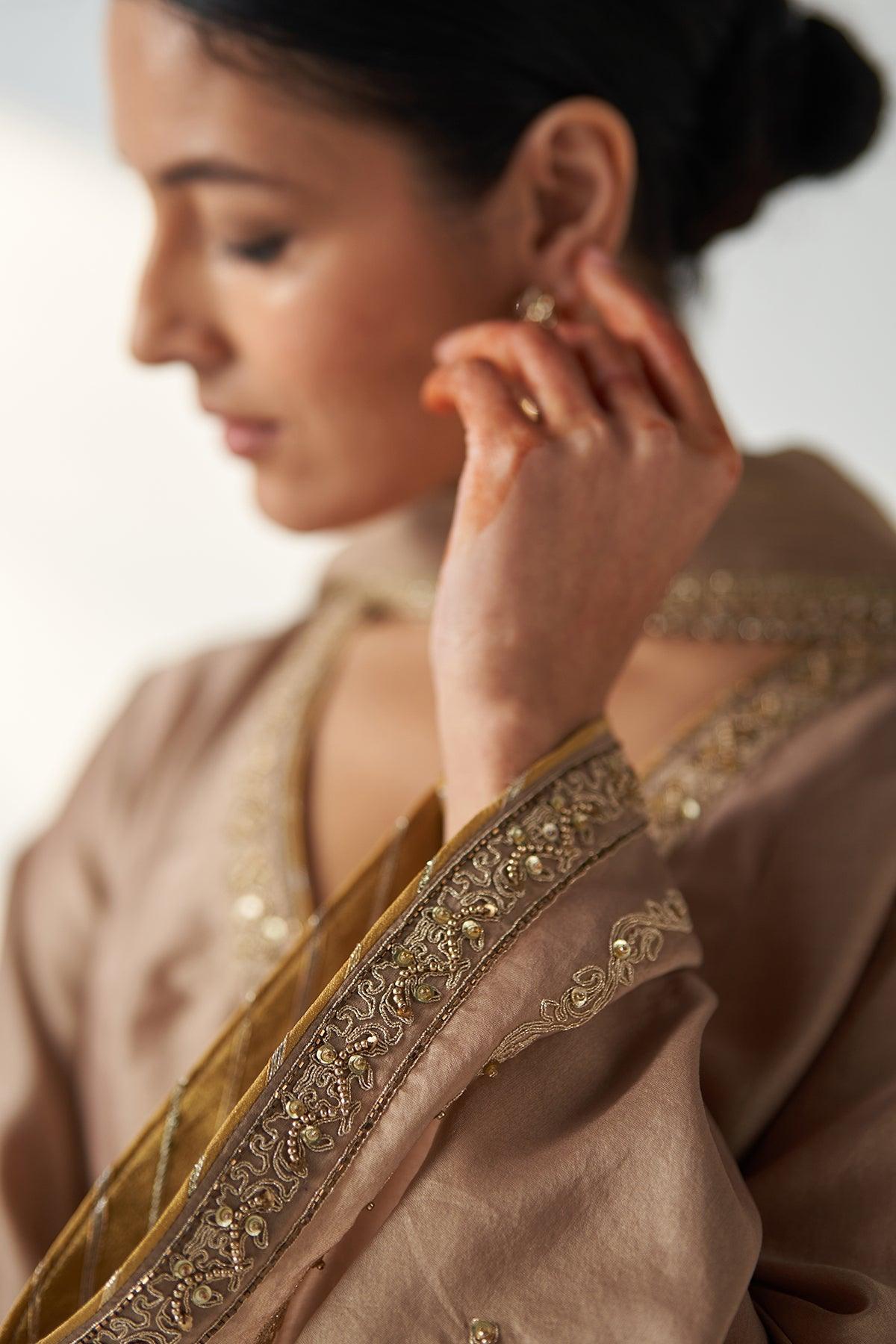 Palak Fawn Anarkali Pant Set