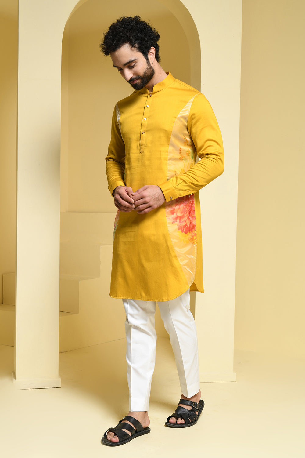 Pastel Cotton Kurta with Organza Details