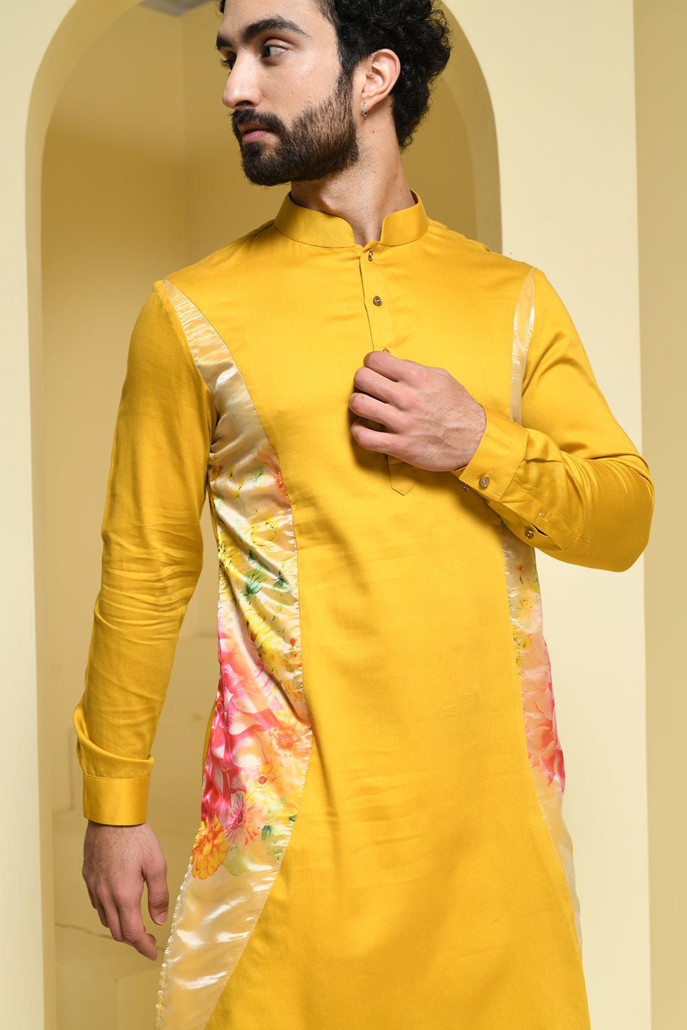 Pastel Cotton Kurta with Organza Details