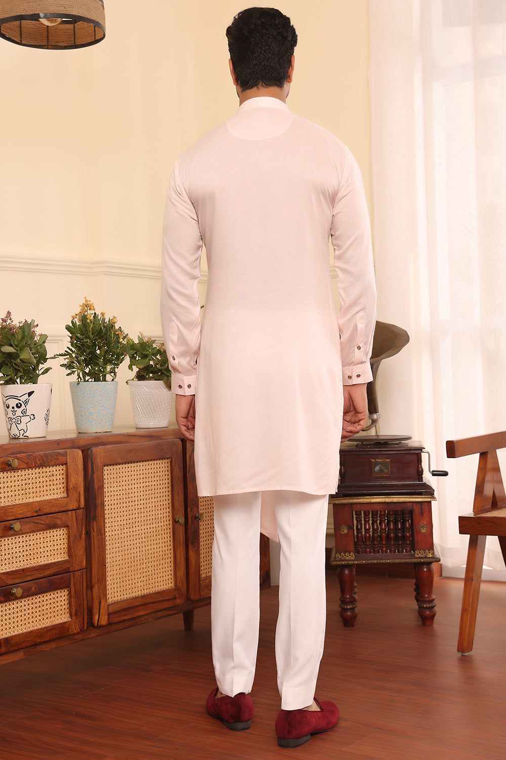 Pastel Pink Asymmetrical Kurta Set
