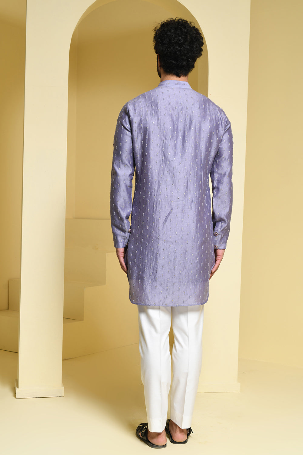 Pastel Silk Kurta with Sequence Embroidery