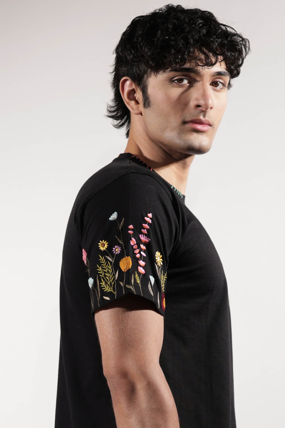 Patchwork Pocket Embroidered T-shirt