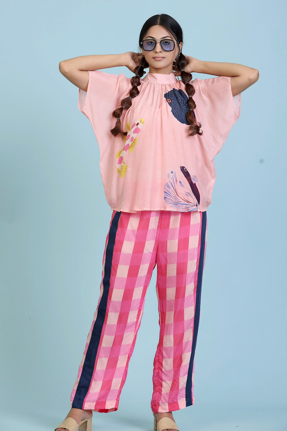 Peach and Magenta Pant Set