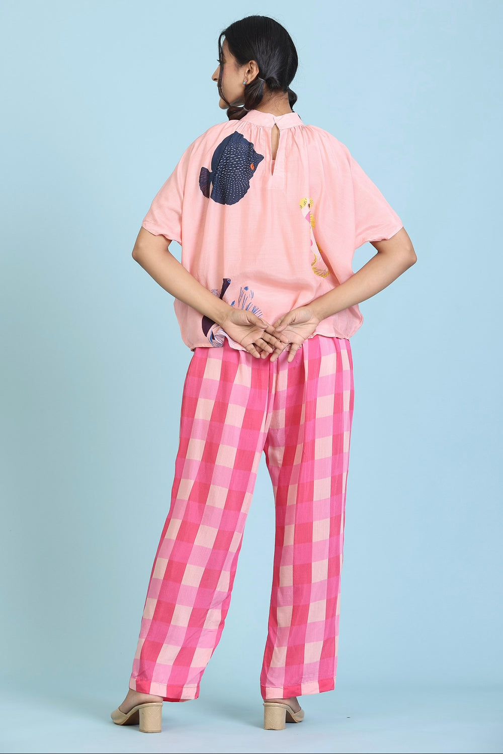 Peach and Magenta Pant Set