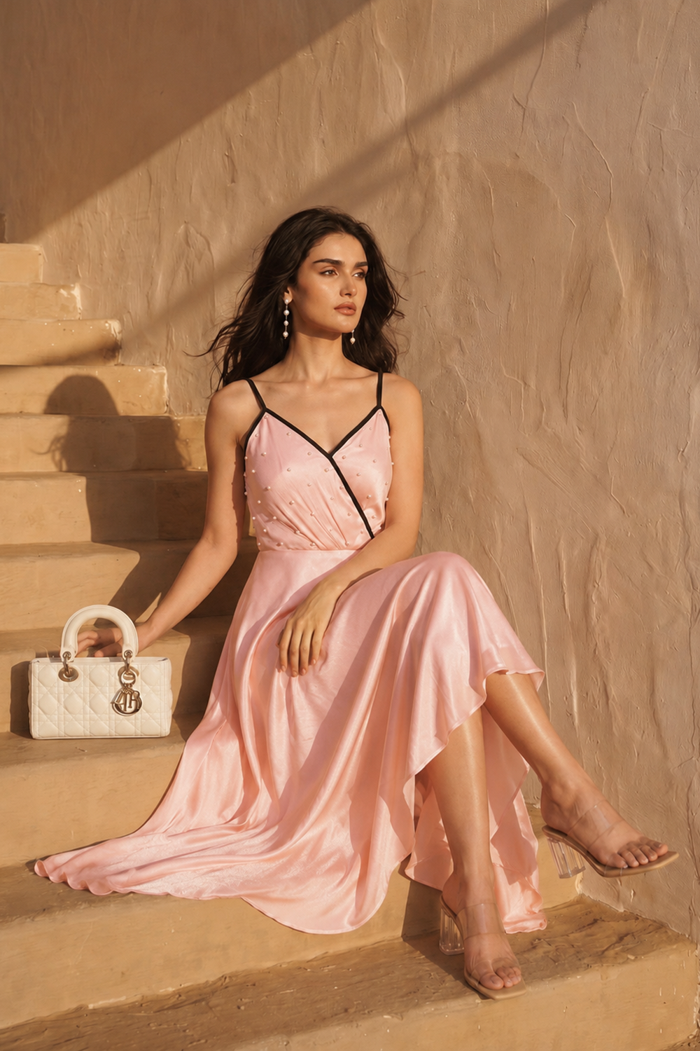 Peach Asymmentrical Dress