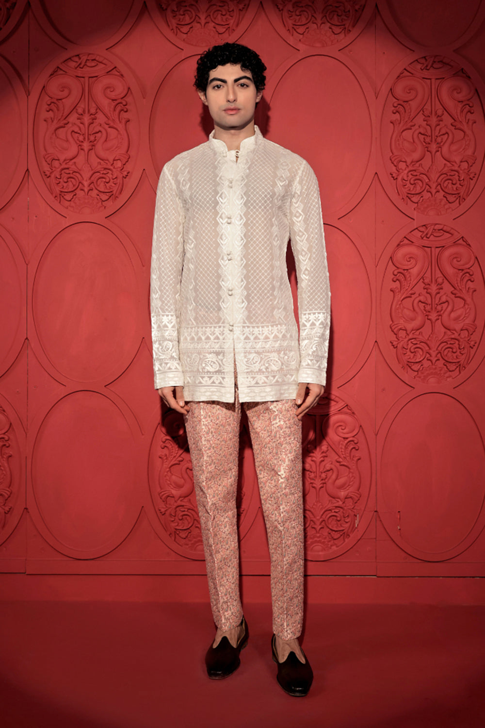 Peach embroidered Pants