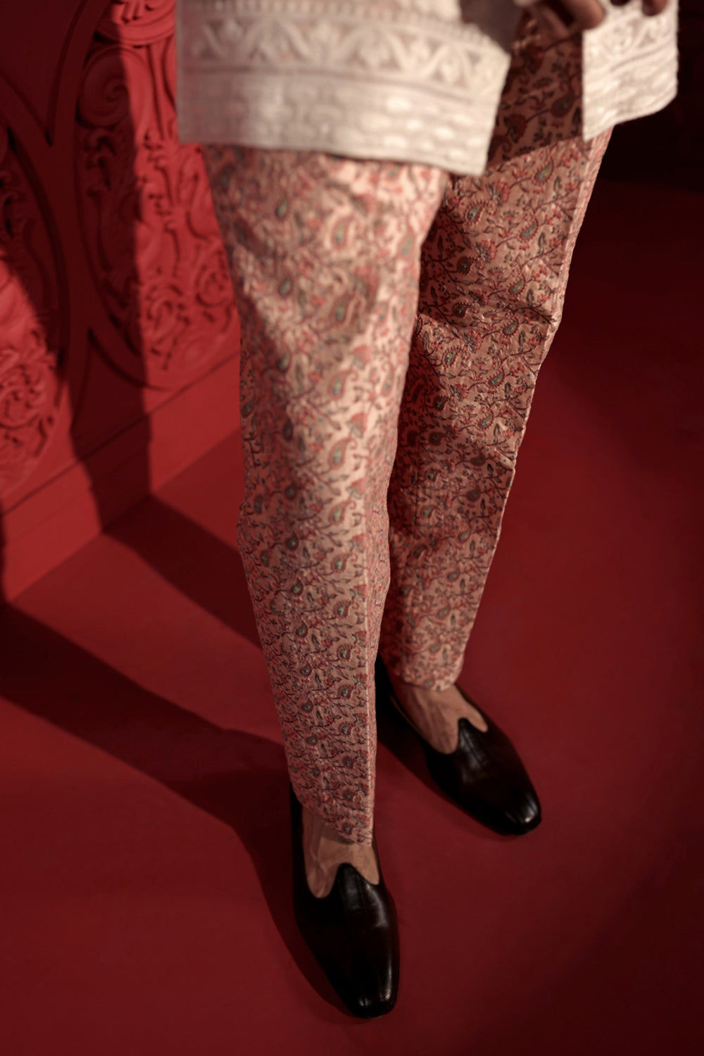 Peach embroidered Pants