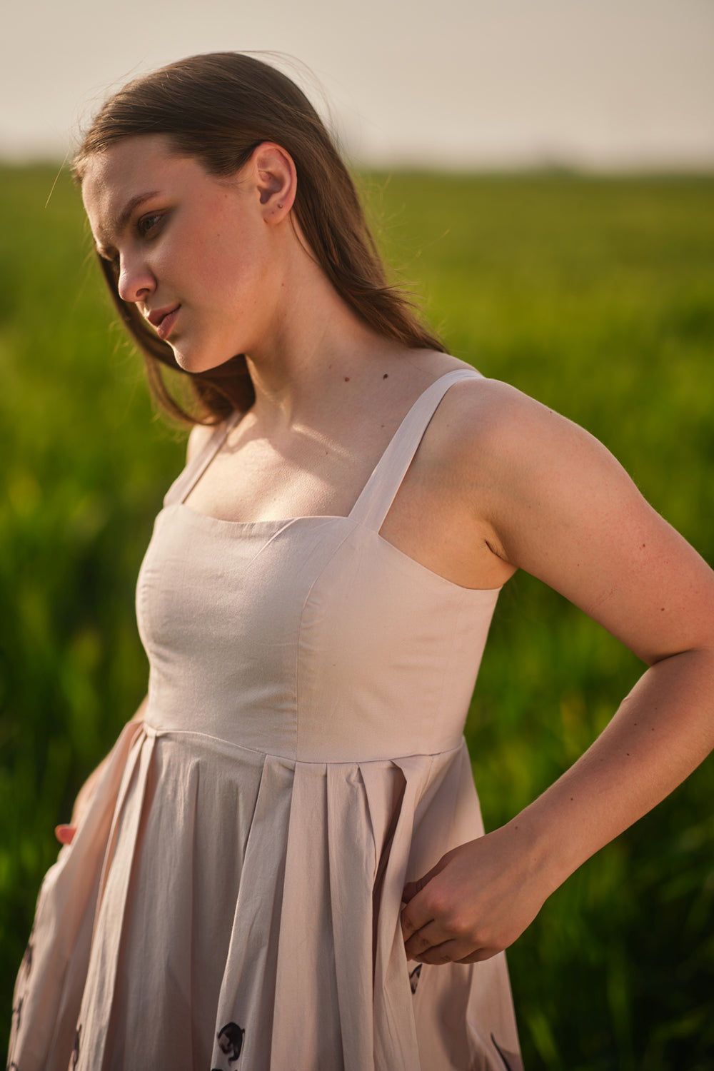Peach Lilies Meadow Long Dress