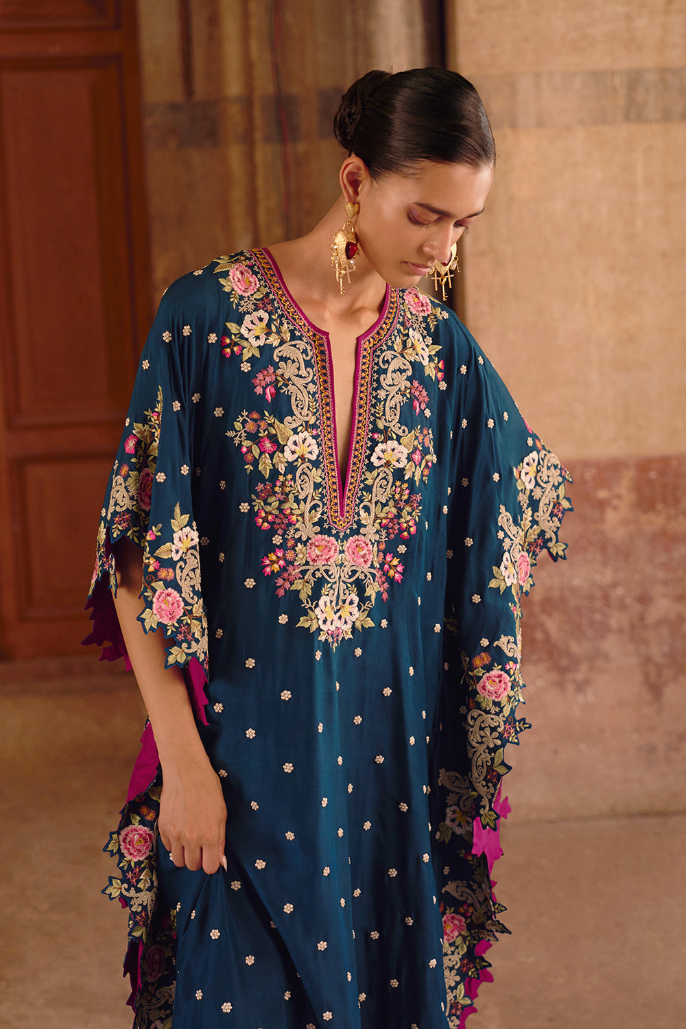 Peacock Blue Umang Chitta Kaftan Set