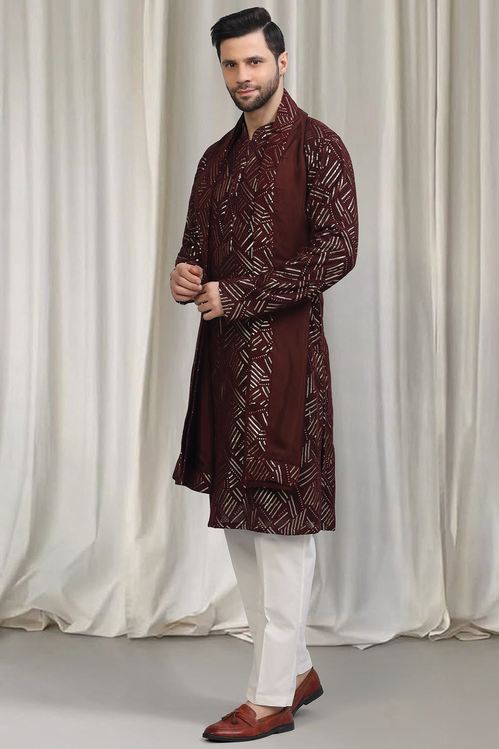 Phool Bahaar Embroidered Kurta With Back Elastic Pants And Dupatta
