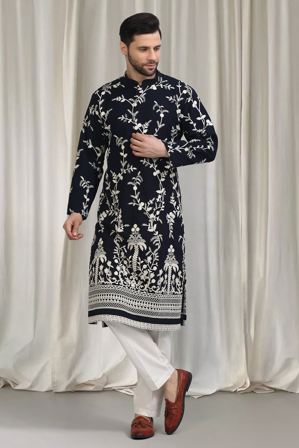 Phool Patti  Embroidered Kurta With Back Elastic Pants And Dupatta