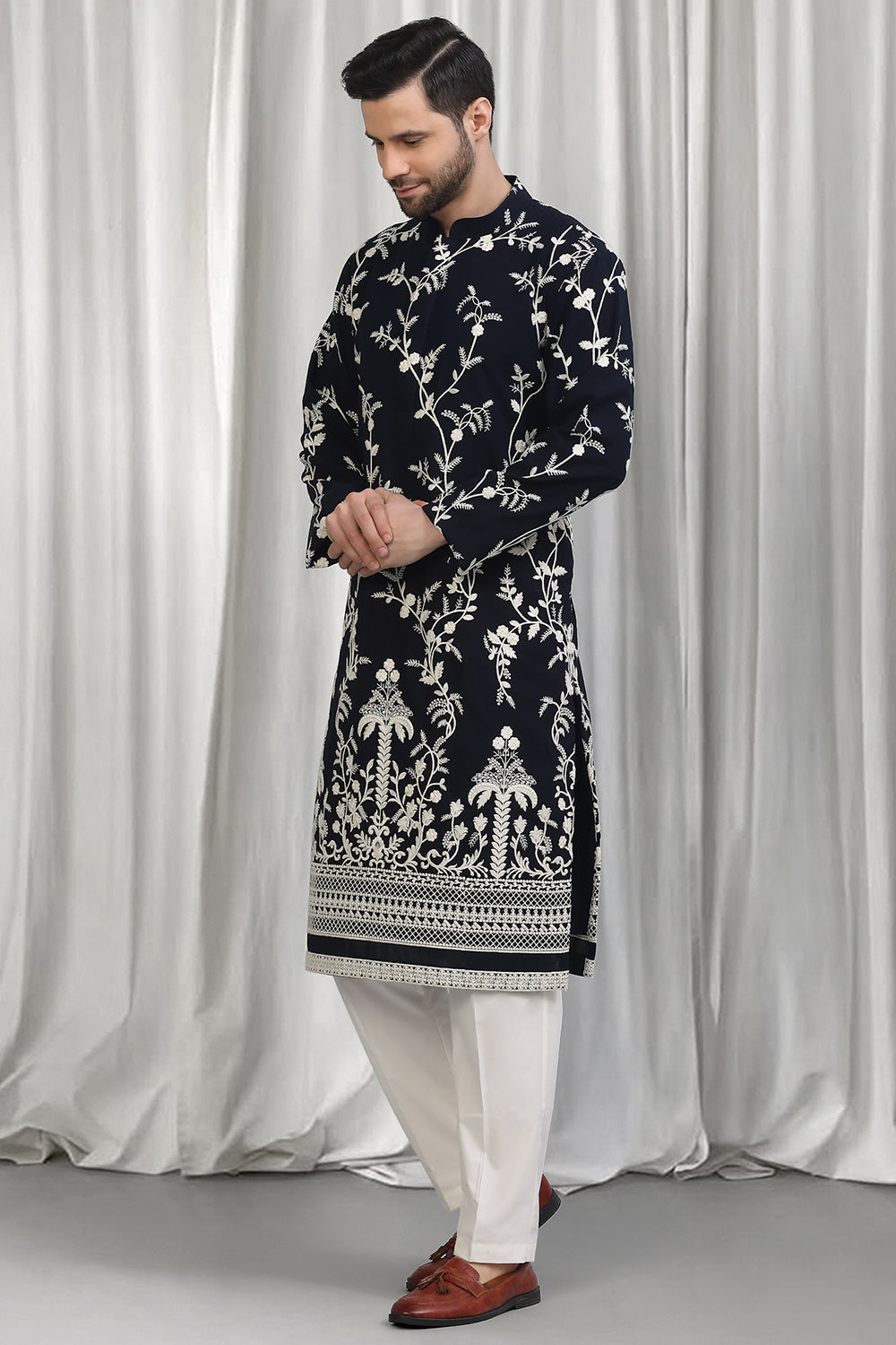 Phool Patti  Embroidered Kurta With Back Elastic Pants And Dupatta