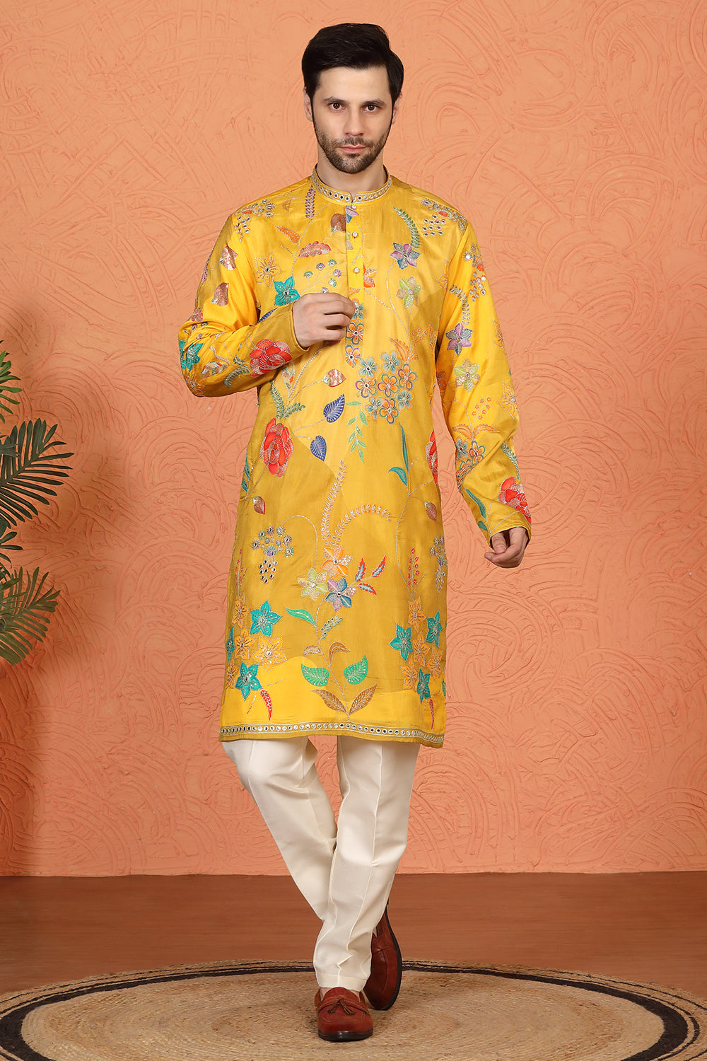 Phool Utsav  Printed  Embroidered Kurta with Back Elastic Pants