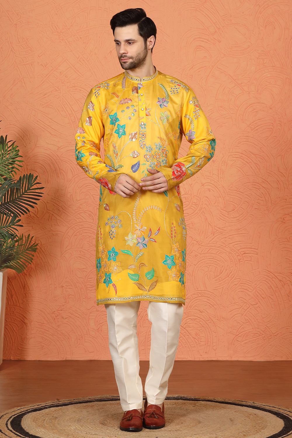 Phool Utsav  Printed  Embroidered Kurta with Back Elastic Pants