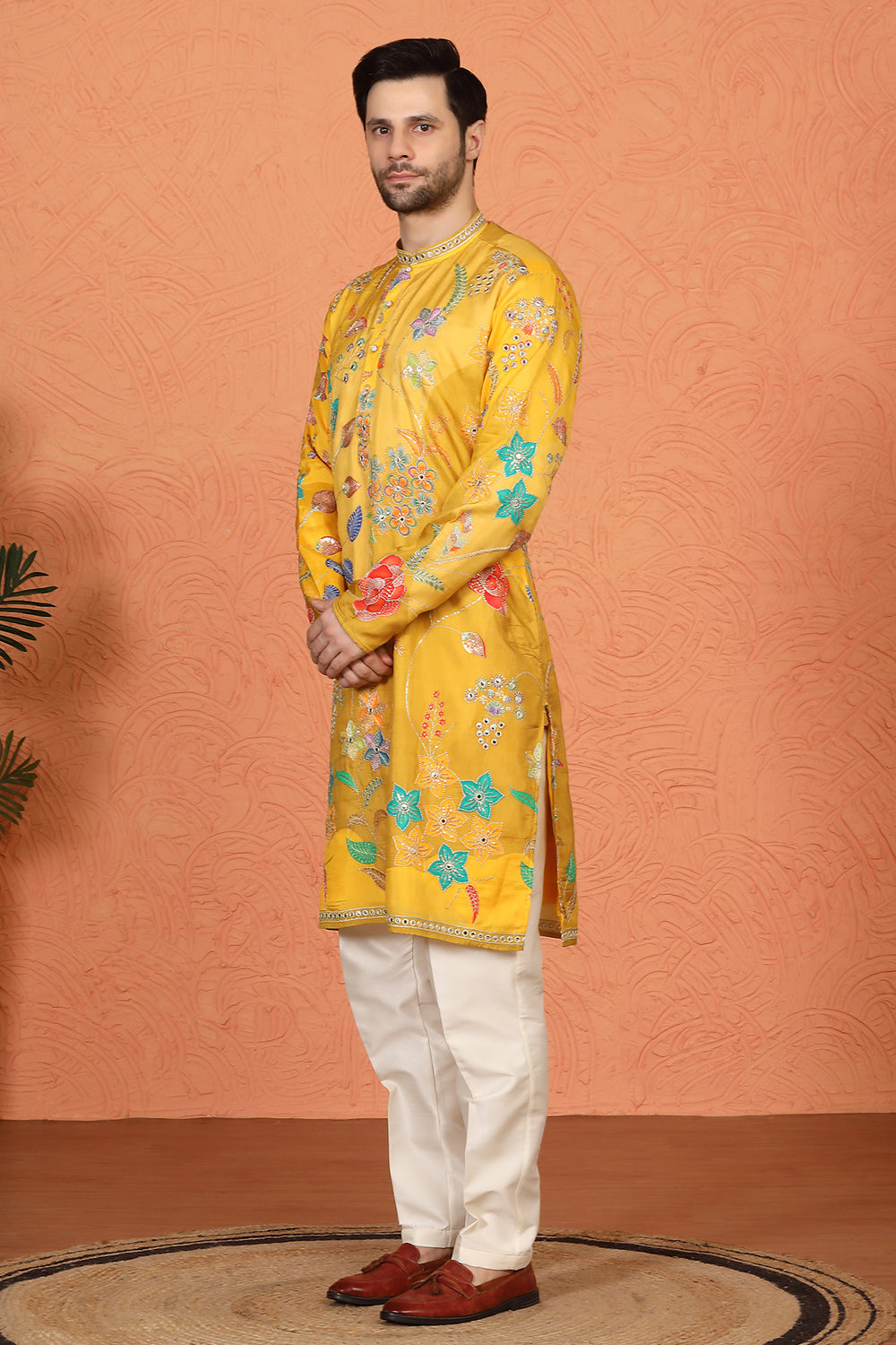 Phool Utsav  Printed  Embroidered Kurta with Back Elastic Pants