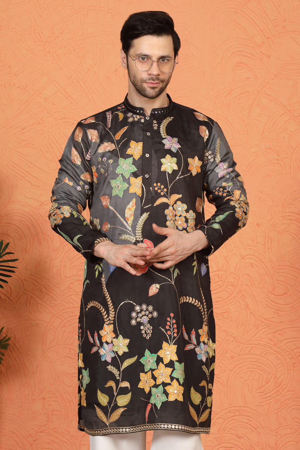 Phool Utsav  Printed  Embroidered Kurta with Loose Fit Parallel  Pants