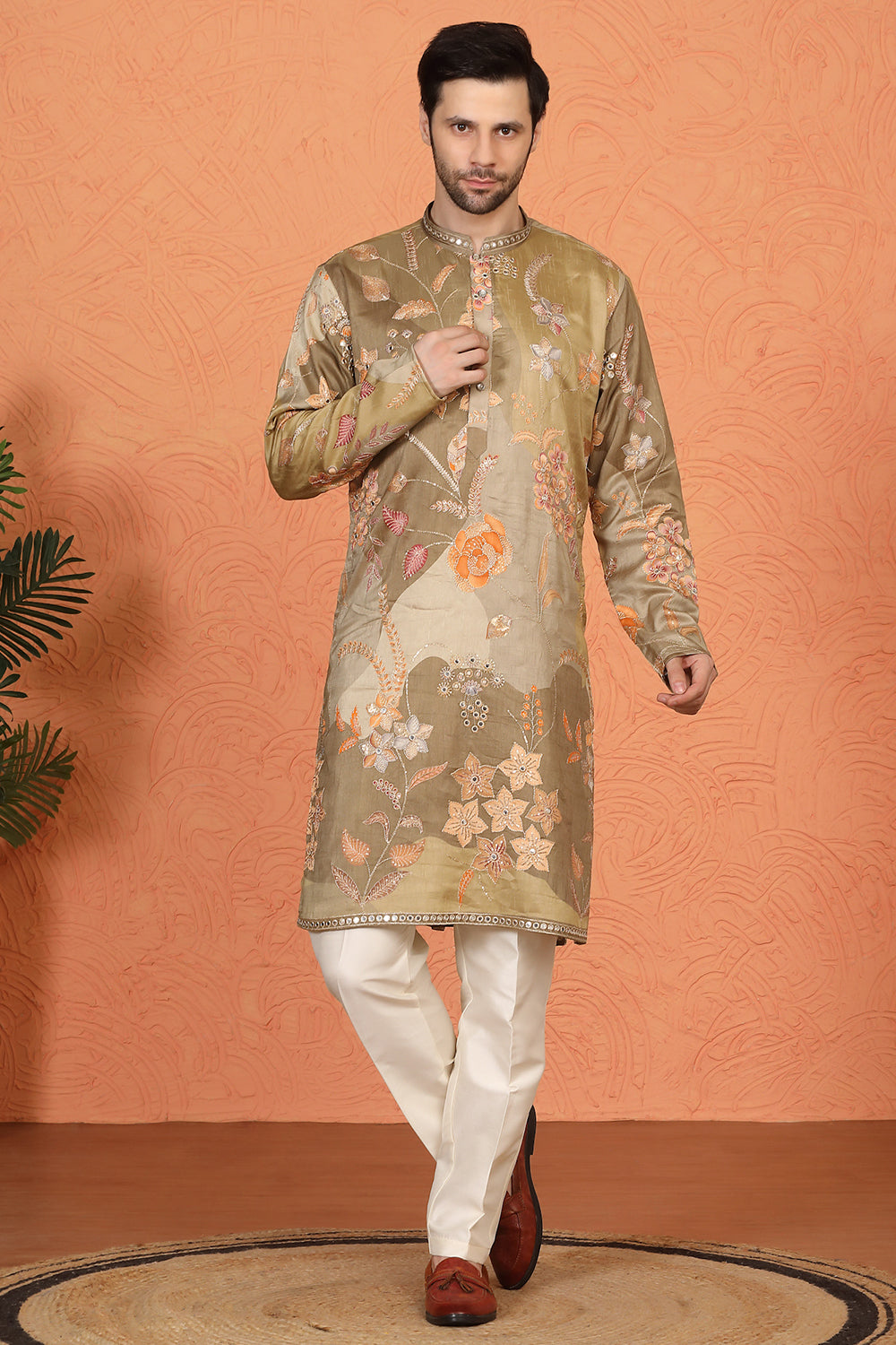 Phool Utsav  Printed  Embroidered Kurta with Back Elastic Pants