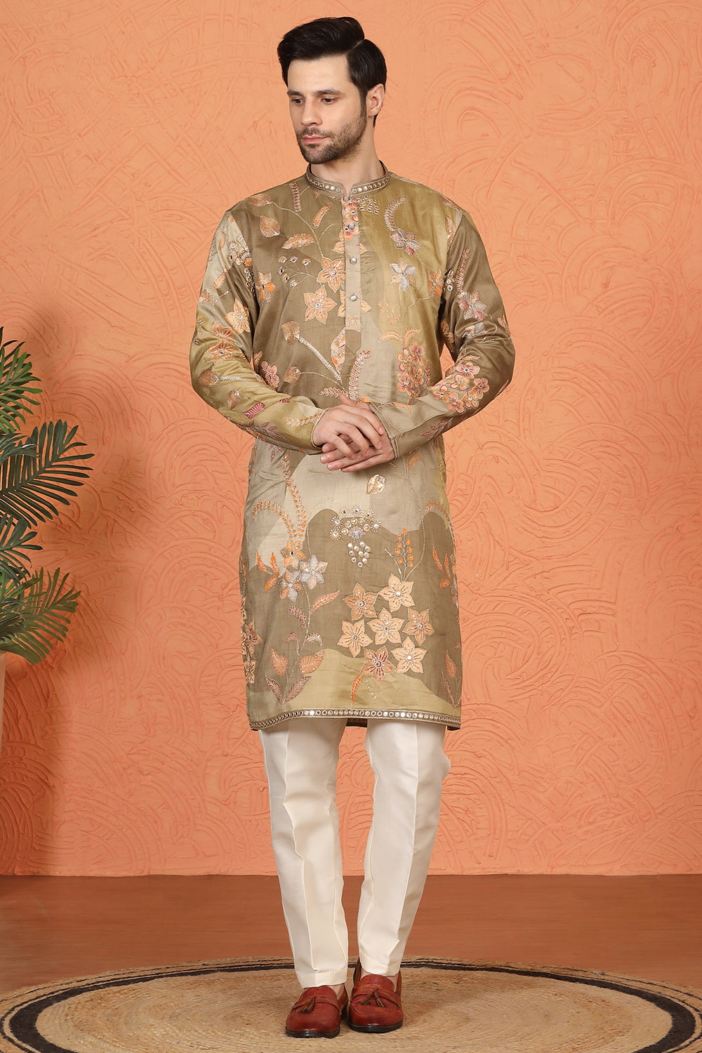 Phool Utsav  Printed  Embroidered Kurta with Back Elastic Pants