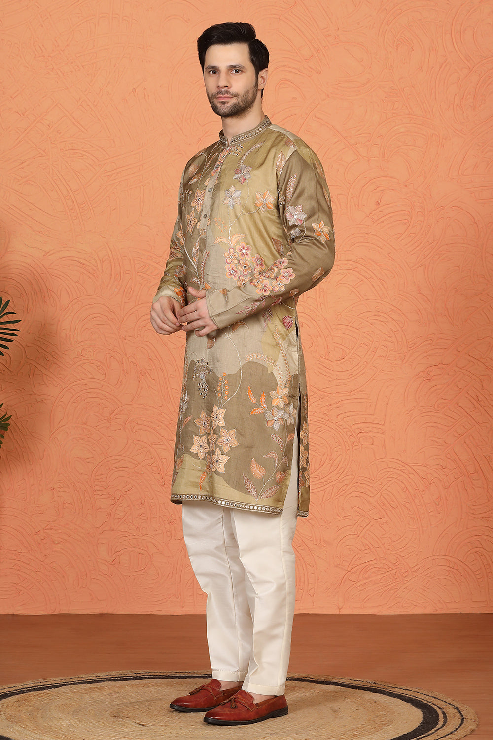 Phool Utsav  Printed  Embroidered Kurta with Back Elastic Pants
