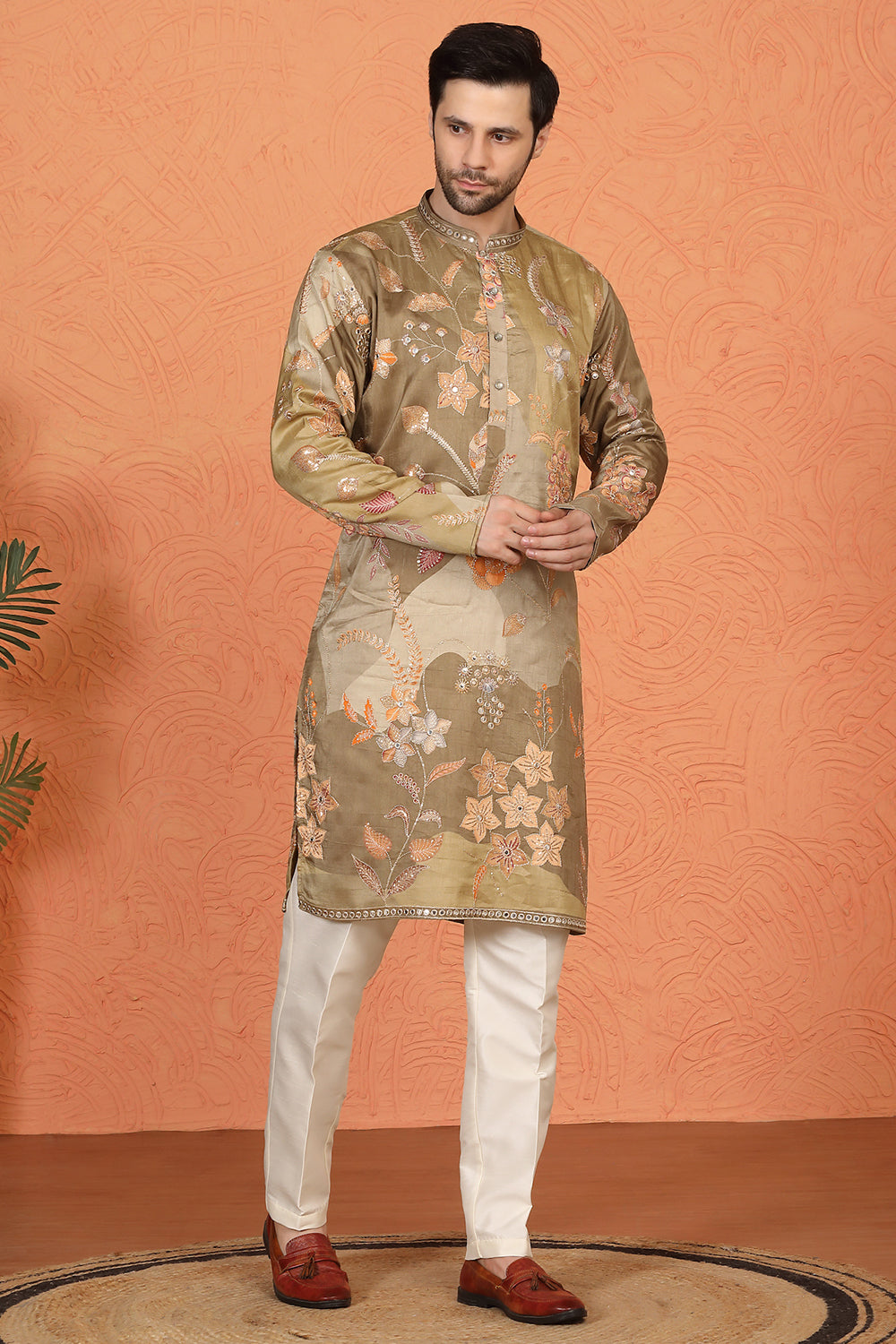 Phool Utsav  Printed  Embroidered Kurta with Back Elastic Pants