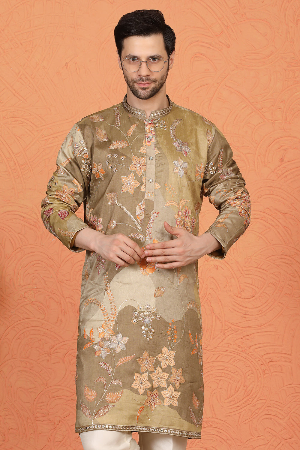 Phool Utsav  Printed  Embroidered Kurta with Back Elastic Pants