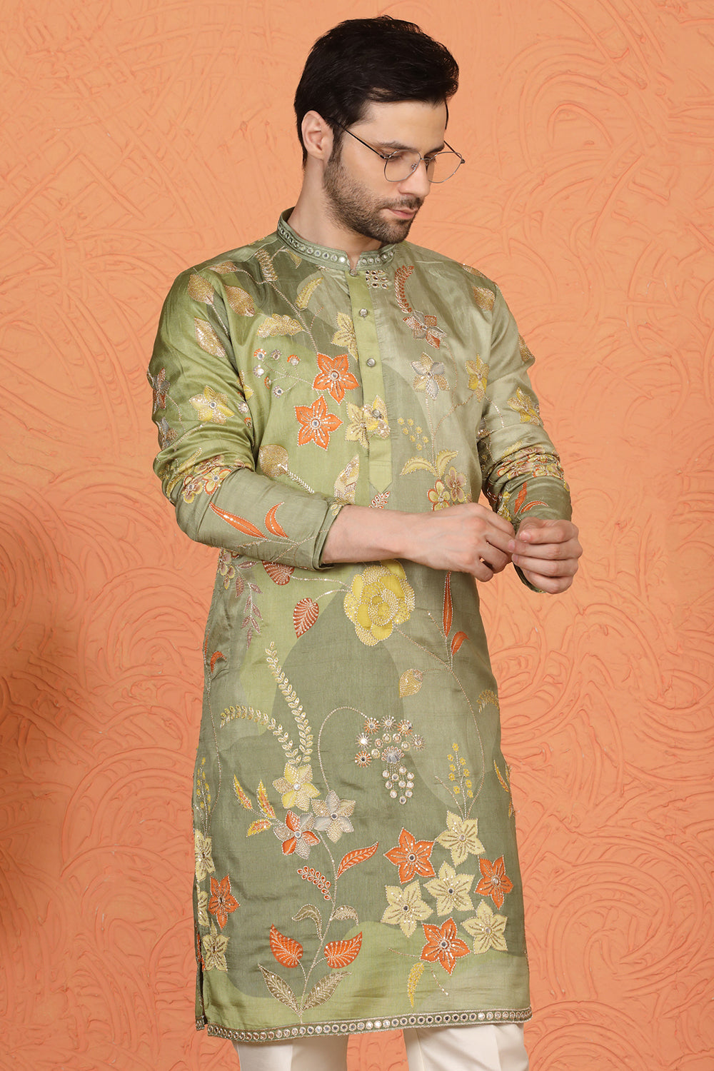 Phool Utsav  Printed  Embroidered Kurta with Back Elastic Pants