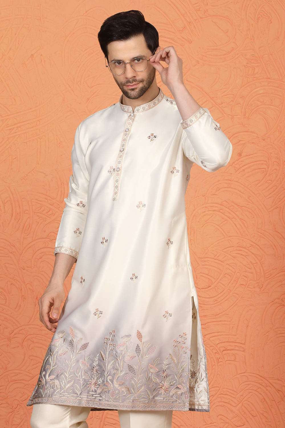 Phool Vatika Ombre  Embroidered Kurta with  Back Elastic Pants