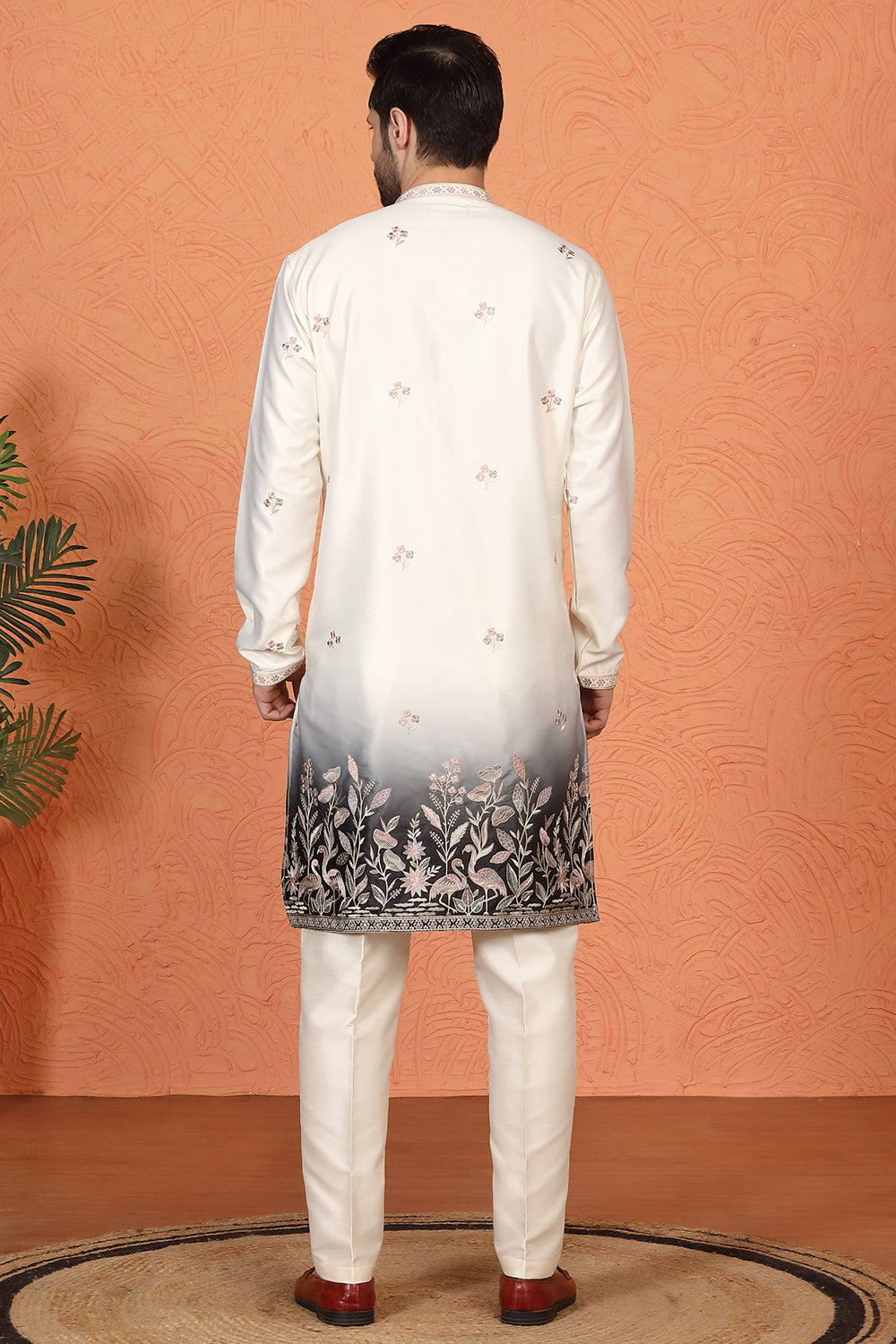 Phool Vatika Ombre  Embroidered Kurta with  Back Elastic Pants