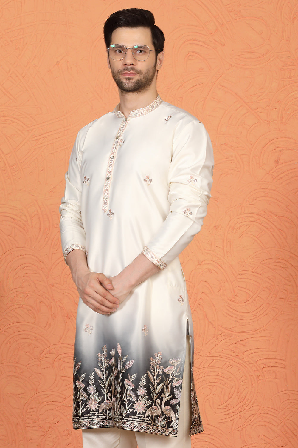Phool Vatika Ombre  Embroidered Kurta with  Back Elastic Pants