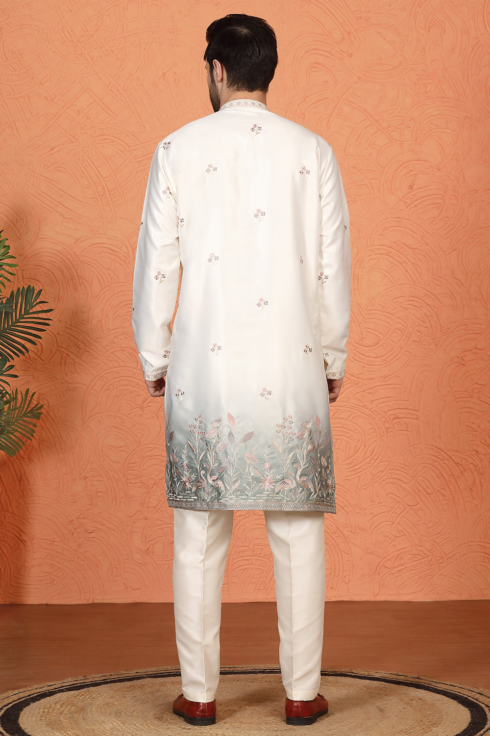 Phool Vatika Ombre  Embroidered Kurta with  Back Elastic Pants