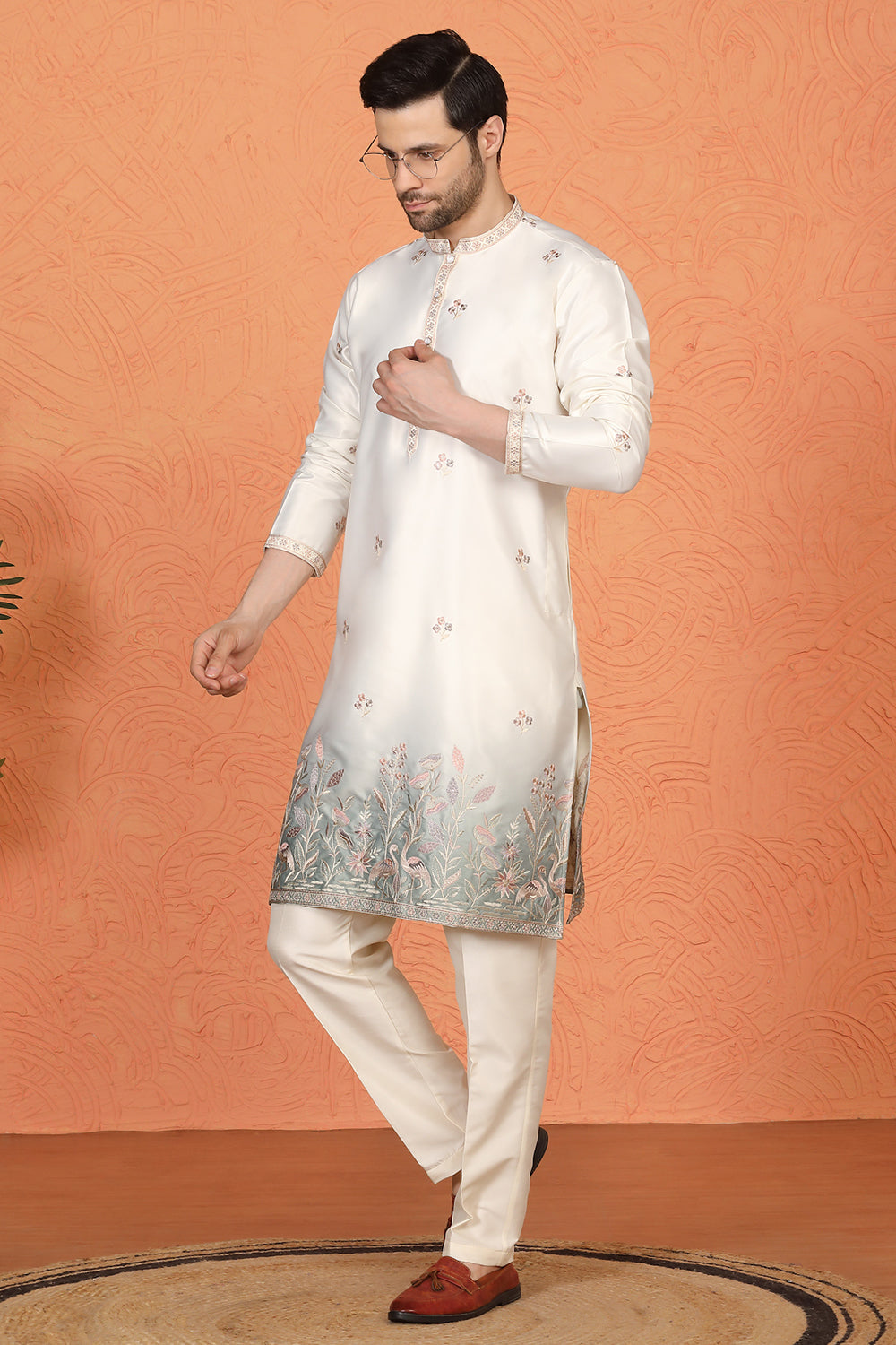 Phool Vatika Ombre  Embroidered Kurta with  Back Elastic Pants