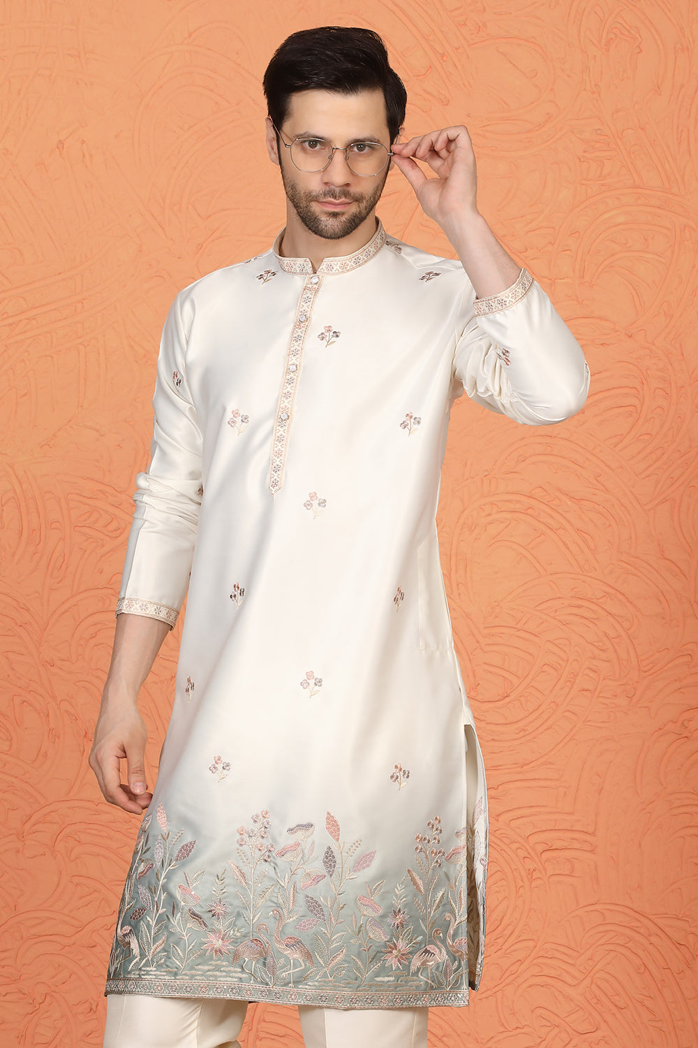 Phool Vatika Ombre  Embroidered Kurta with  Back Elastic Pants