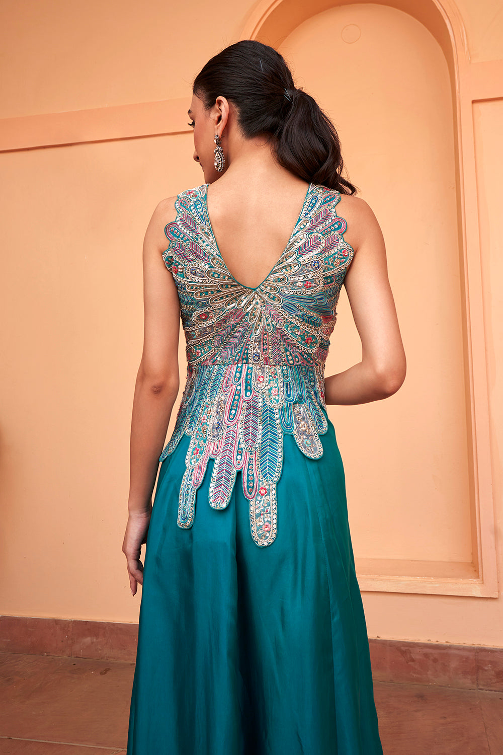 Pine Embroidered Top And Skirt