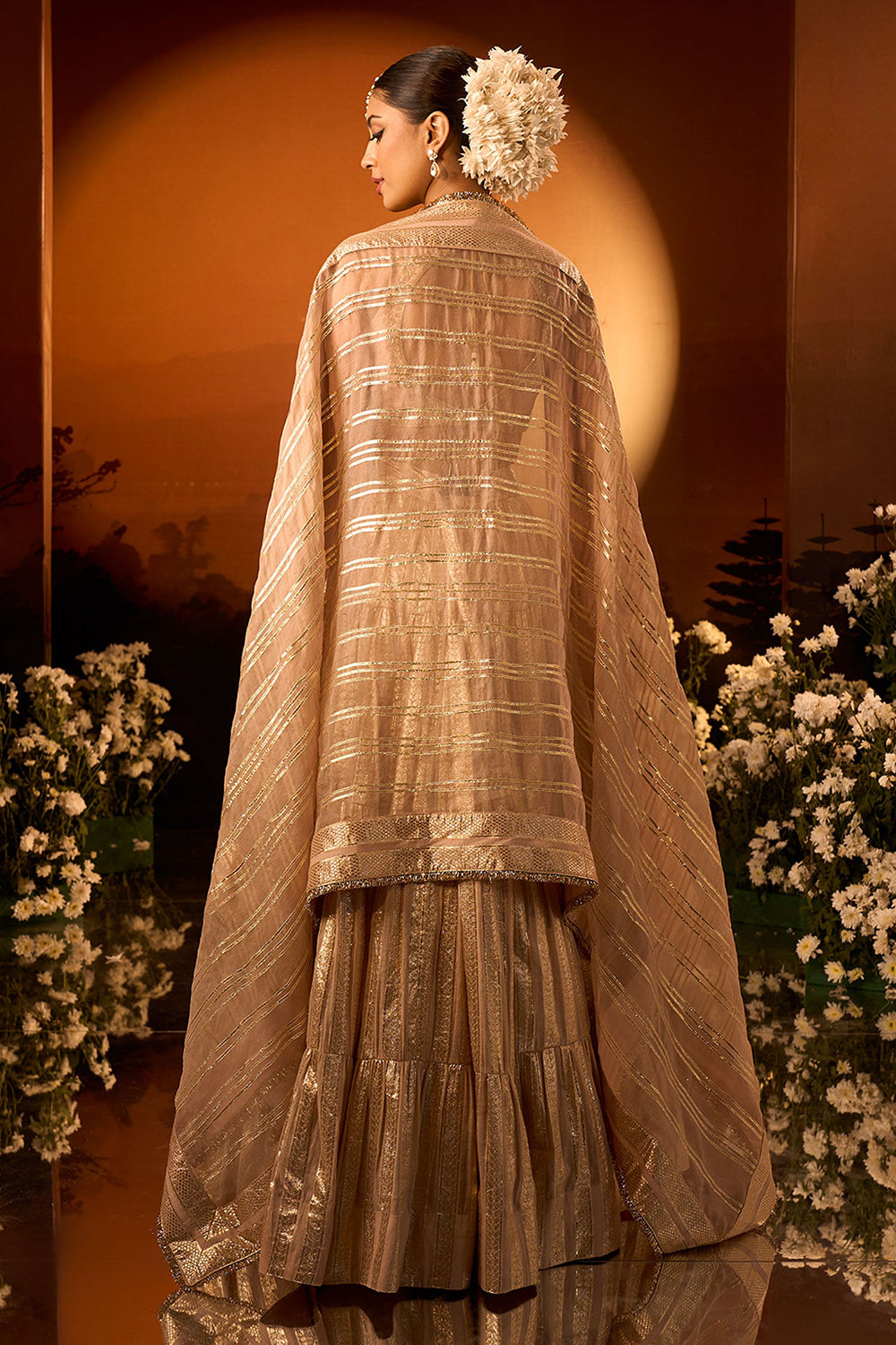 Pink Banarasi Chanderi Lehenga Set