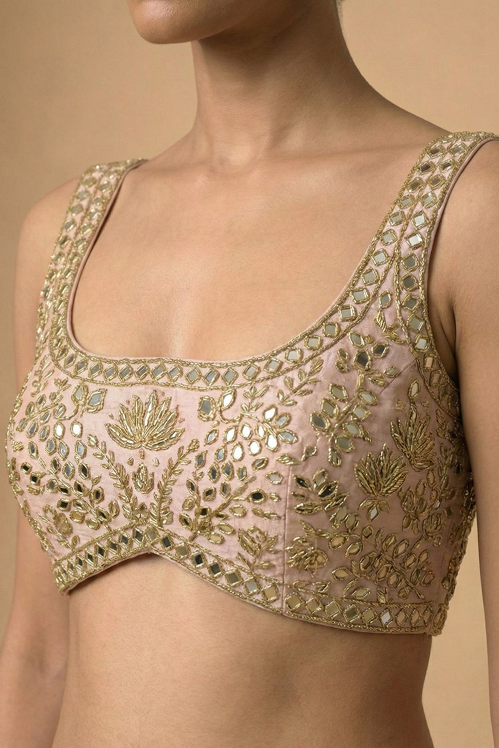 Pink Banarasi Chanderi Lehenga Set